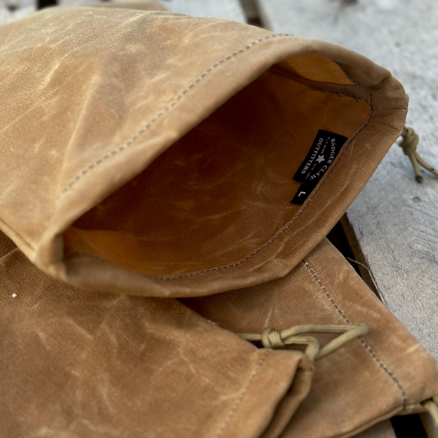 Waxed Canvas Drawstring Pouches