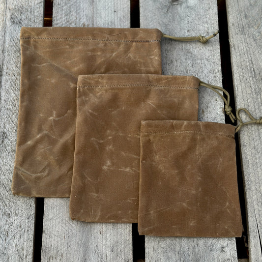 Waxed Canvas Drawstring Pouches