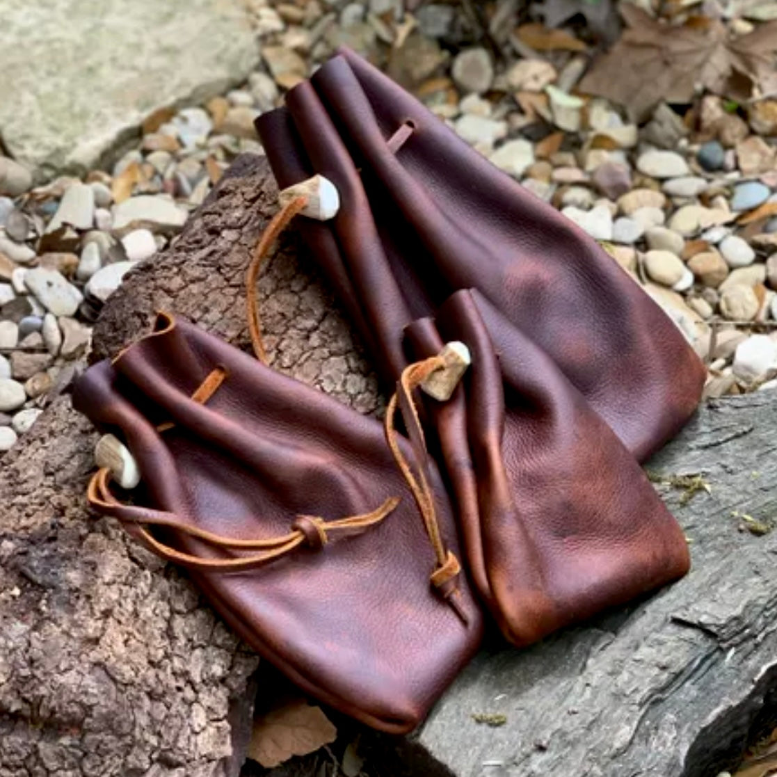 The Voyageur Leather Drawstring Pouch
